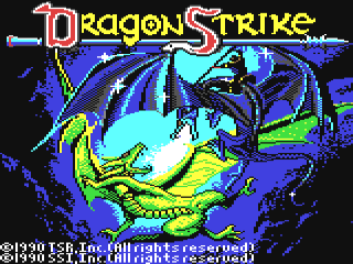Advanced Dungeons & Dragons Dragon Strike Dragon Lance Combat Simulator title screen for Commodore 64